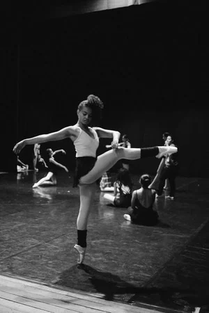 Adults at the barre during a weekly ballet class in Nottingham