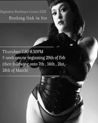 Adults learning burlesque at a weekly dance class in Nottingham