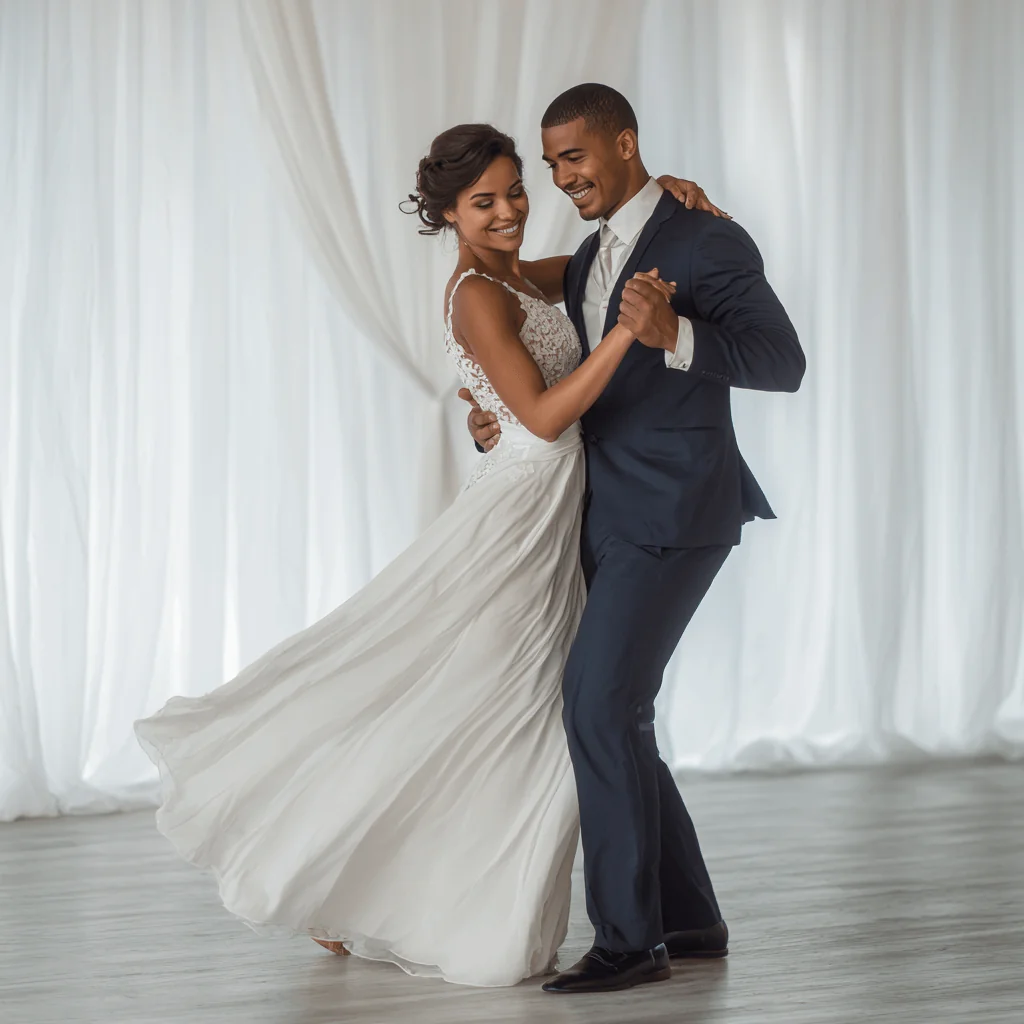 First dance wedding lessons Nottingham — couple learning their routine